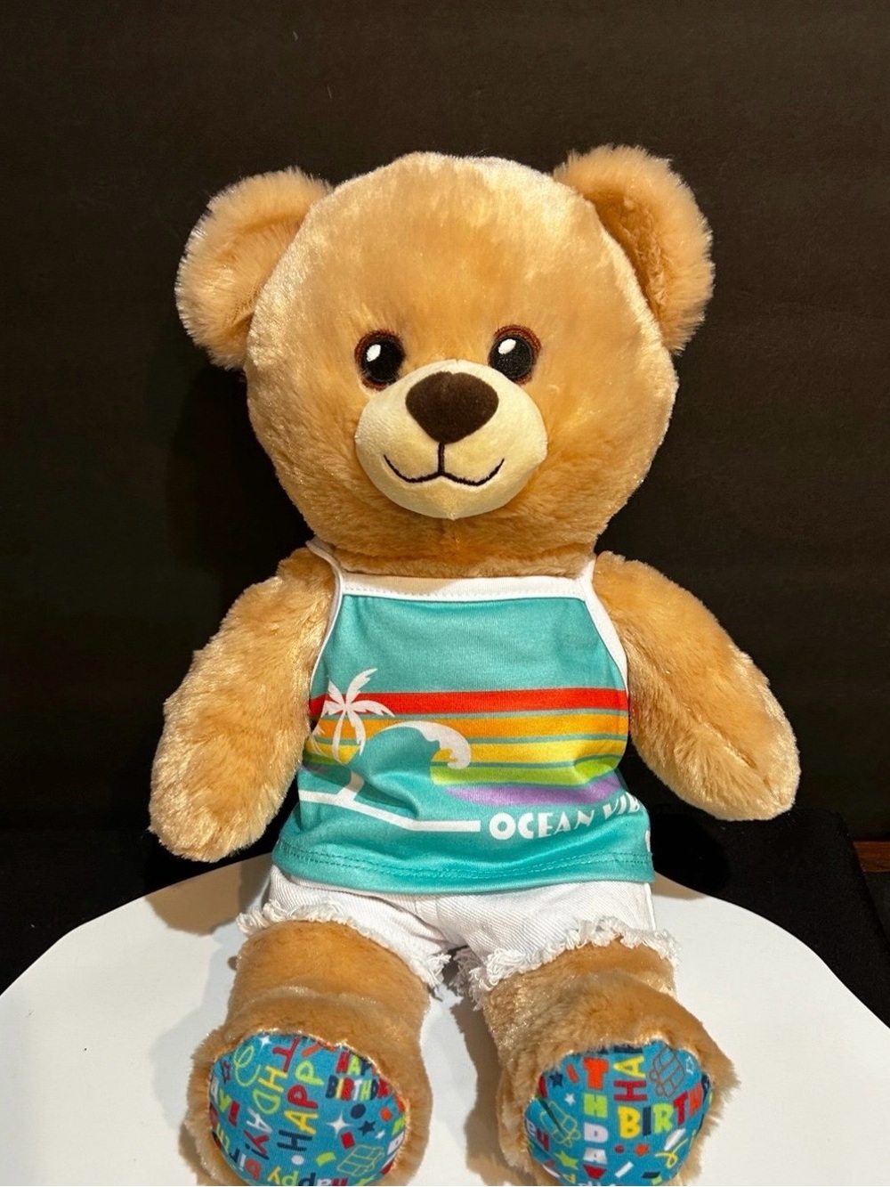 Build a Bear "Happy Birthday" W/Ocean Vibes outfit 16" plush